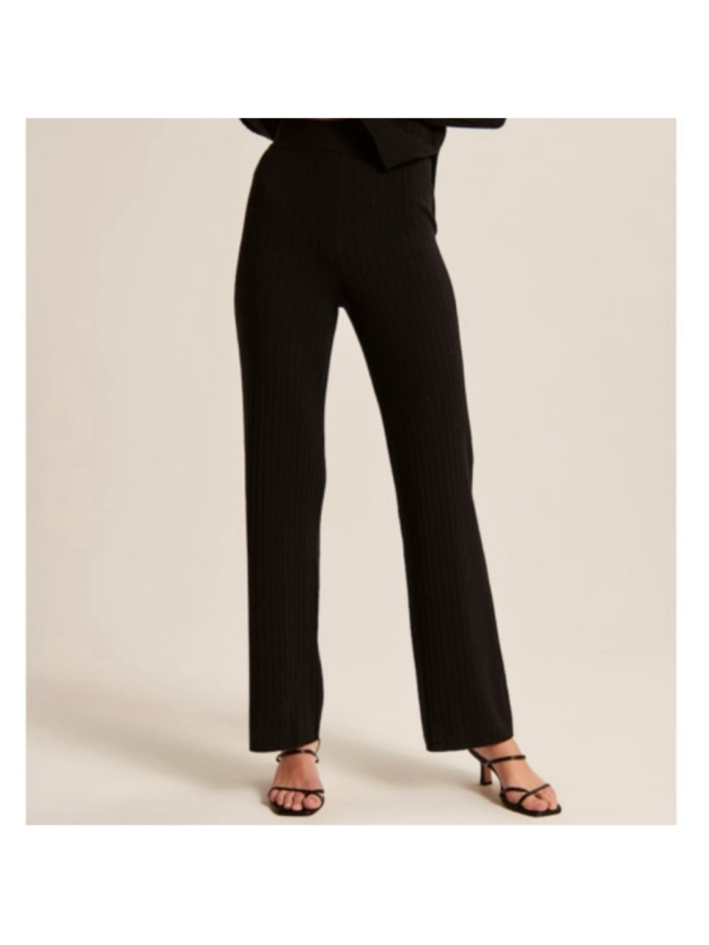 Abercrombie & Fitch Ribbed Straight Leg Sweater Pants Black Size XS
